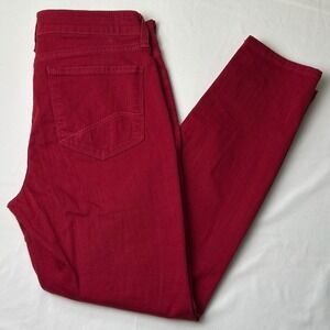 NYDJ Women's Mid Rise Clarissa Ankle Skinny Jeans Size 6P Red Stretch Statement